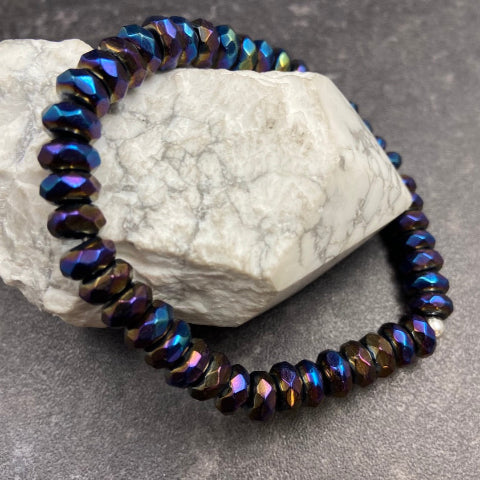 Aura Treated Purple Onyx Crystal Stretch Bracelet