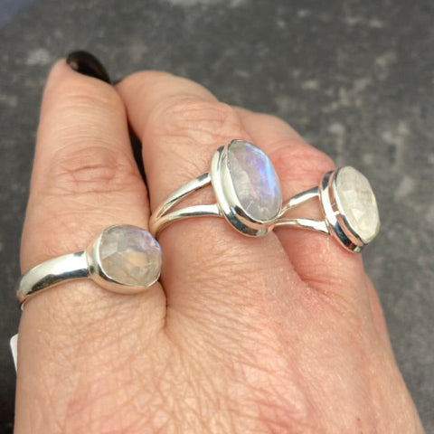 Rainbow Moonstone Ring