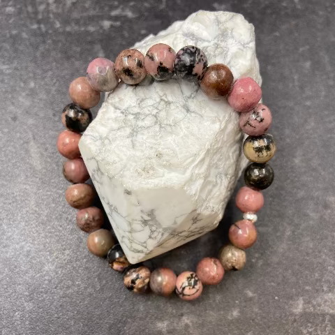 Rhodonite Crystal Stretch Bracelet 8mm