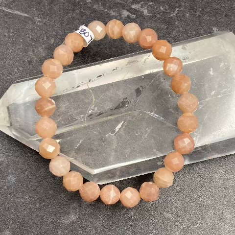 Peach Moonstone Crystal Stretch Bracelet