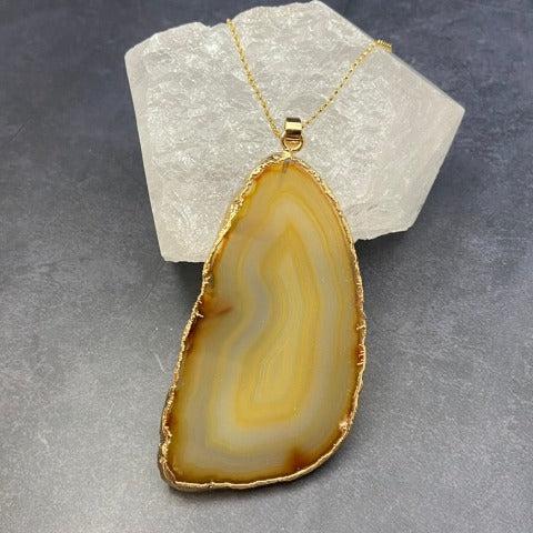 Yellow Agate Pendant Necklace