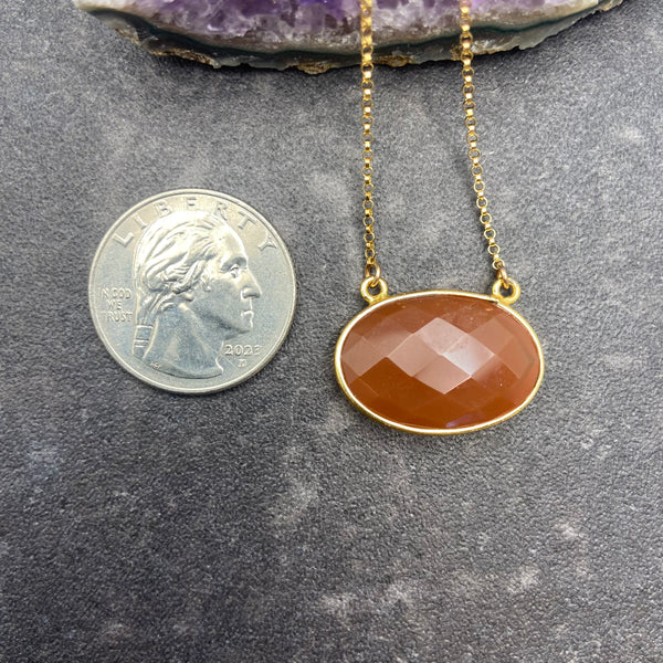 Carnelian Sideways Oval Necklace