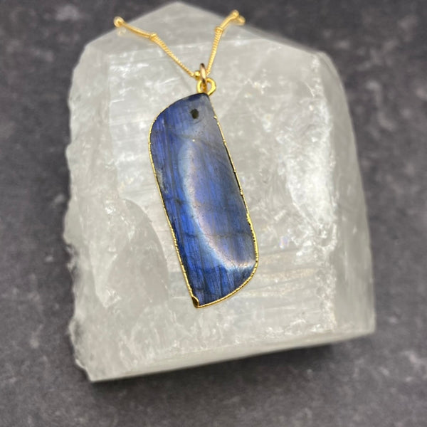 Labradorite Gold Leaf Necklace