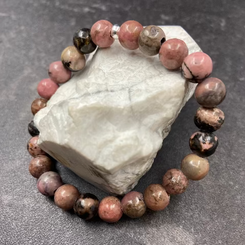 Rhodonite Crystal Stretch Bracelet 8mm