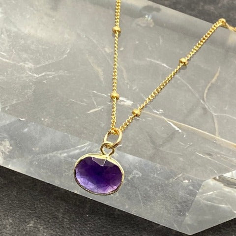 Dainty Rose Cut Amethyst Necklace