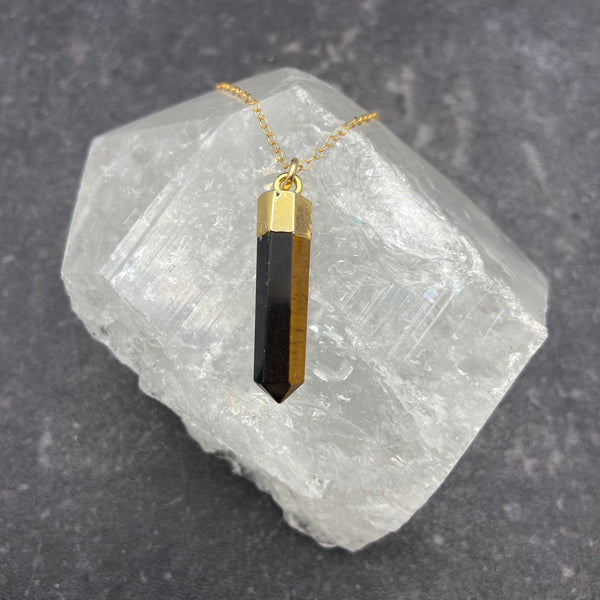 Tiger's Eye Gold Point Necklace