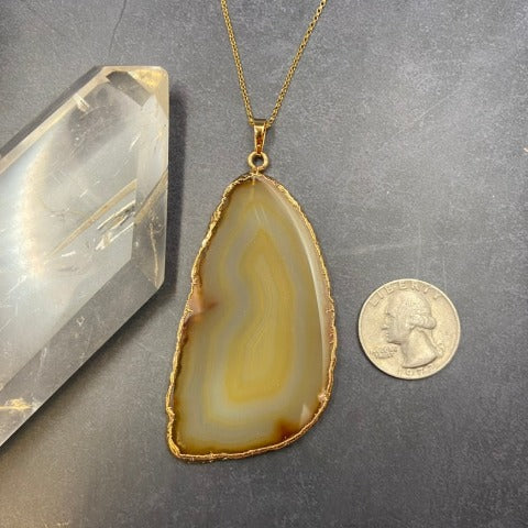 Yellow Agate Pendant Necklace