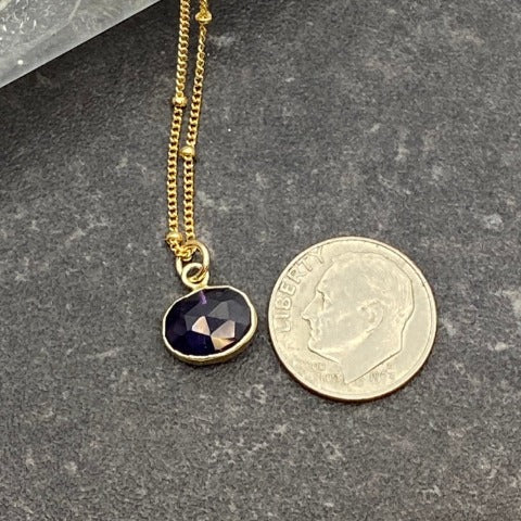 Dainty Rose Cut Amethyst Necklace