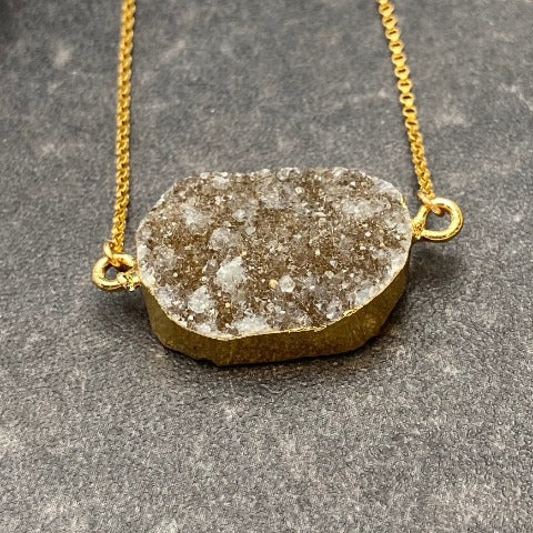 Gold Leafed Druzy Agate Necklace