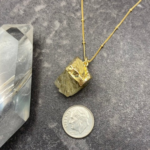 Raw Gold Rutilated Quartz Necklace