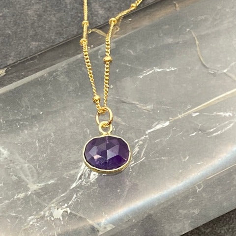 Dainty Rose Cut Amethyst Necklace