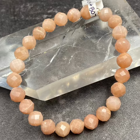Peach Moonstone Crystal Stretch Bracelet