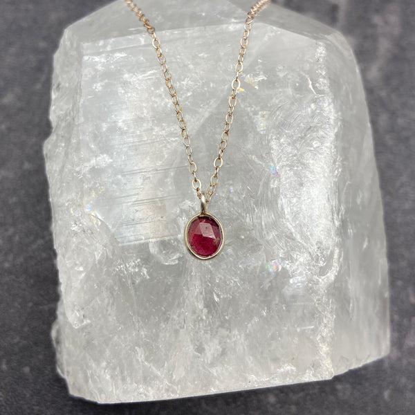 Dainty Ruby Crystal Necklace