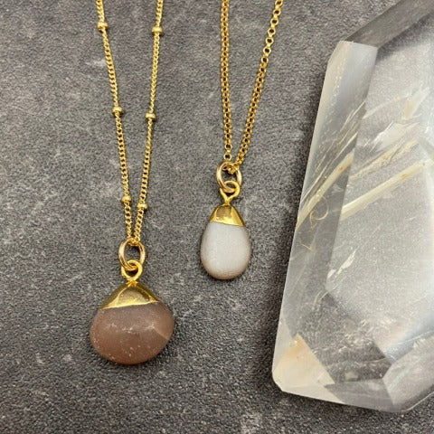 Dainty Chocolate Moonstone Necklace