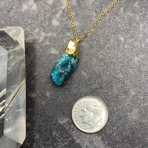 Raw Blue Apatite Necklace
