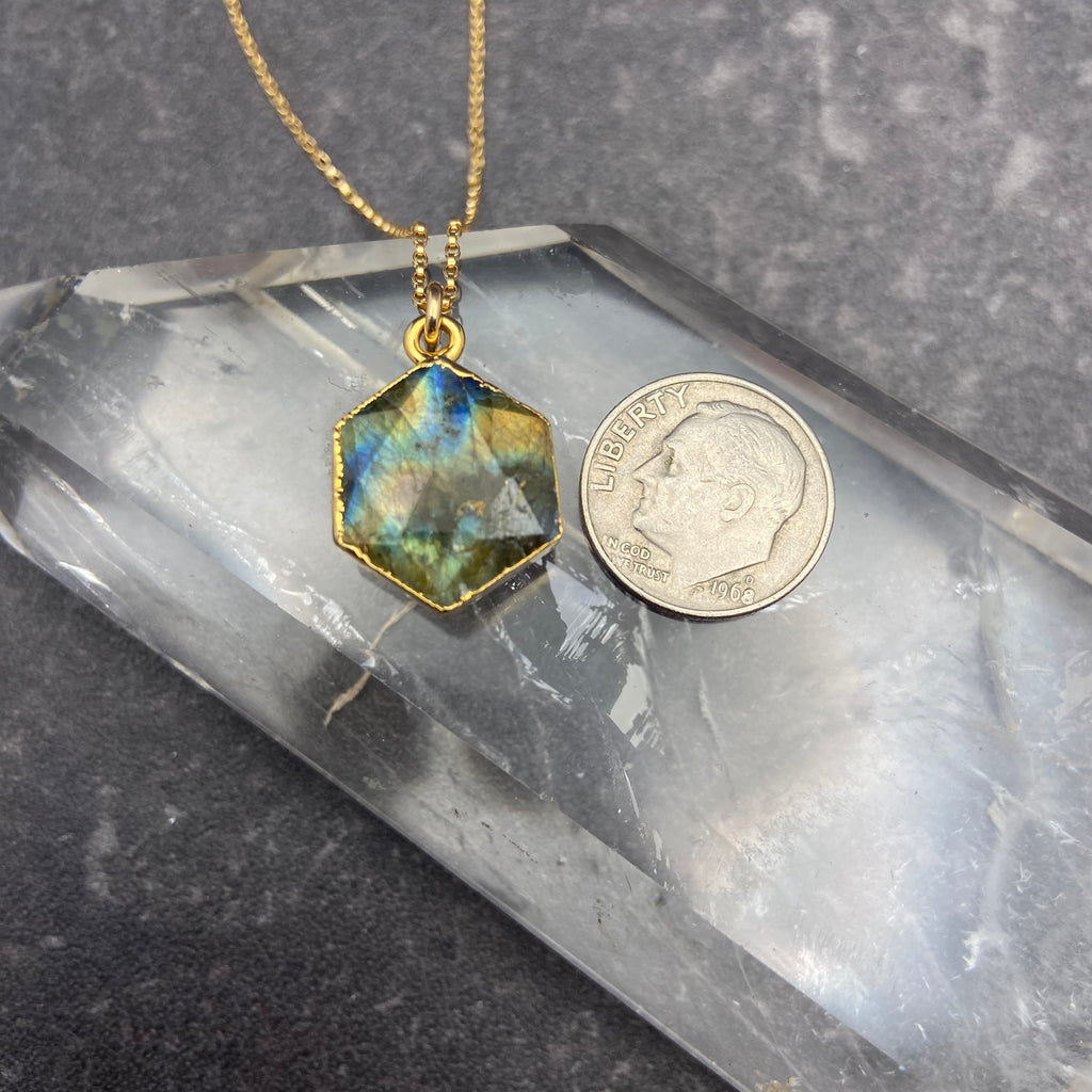 Labradorite Gold Leaf Necklace