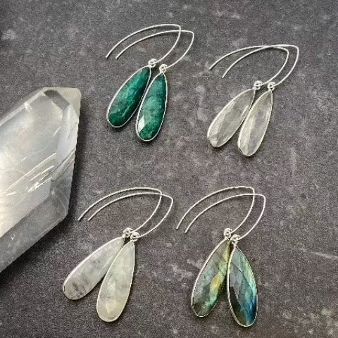 Crystal Elongated Teardrop Earrings