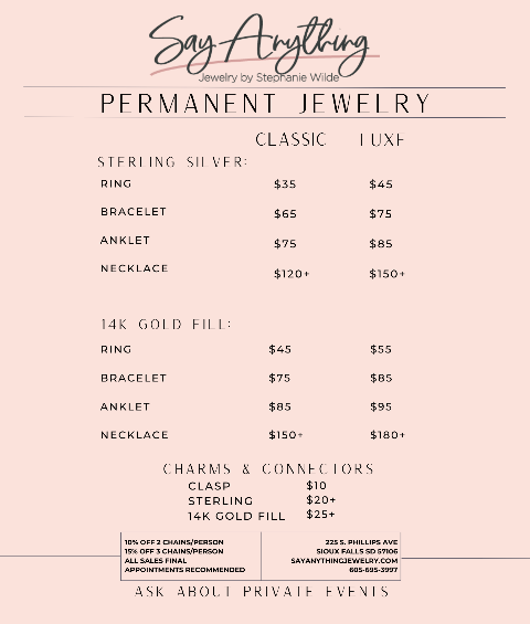 Permanent Jewelry Appointment For groups of 3-4 – shopchasingindigo