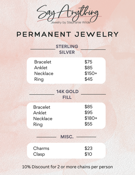 Permanent Jewelry Sioux Falls Appointment & Deposit