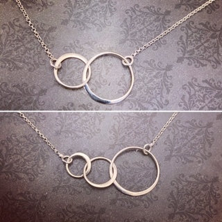 Sterling Silver Interlocking Rings Necklace - 2, 3, 4, or 5 links