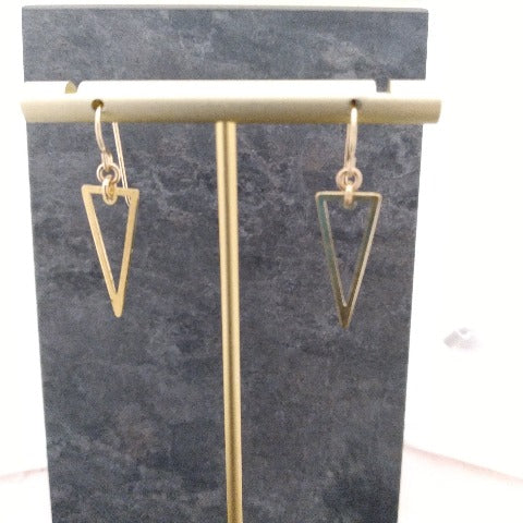 Brass Drop Triangle Earrings