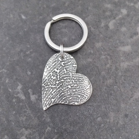 Asymmetrical Heart Fingerprint Keychain