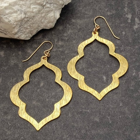 Brass Wavy Leaf Earrings