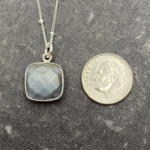 Grey Moonstone Square Necklace