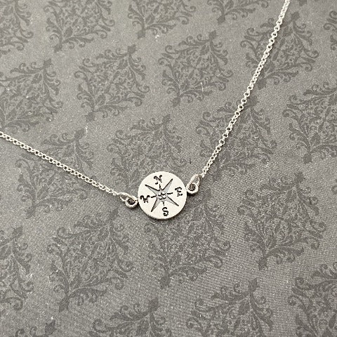 Compass Charm in Sterling Chain