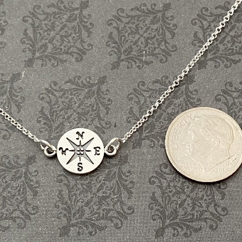 Compass Charm in Sterling Chain