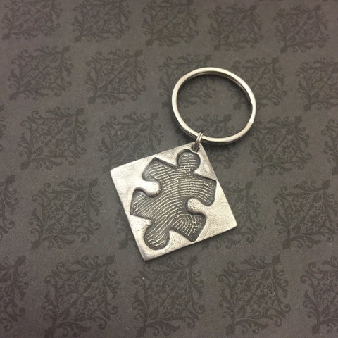 Puzzle Piece Fingerprint - Keychain or Necklace - EXCLUSIVE Design