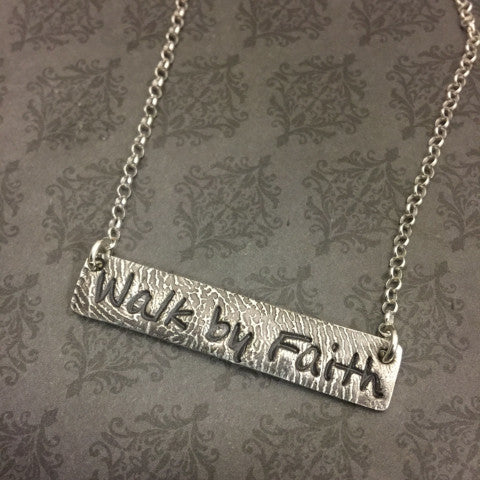 Handwriting Bar Necklace - Silver or Gold/Bronze