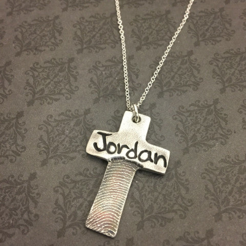 Cross Fingerprint Necklace
