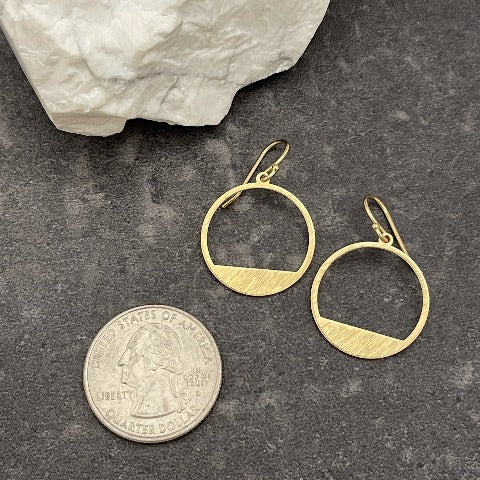 Brass Circle Art Deco Earrings