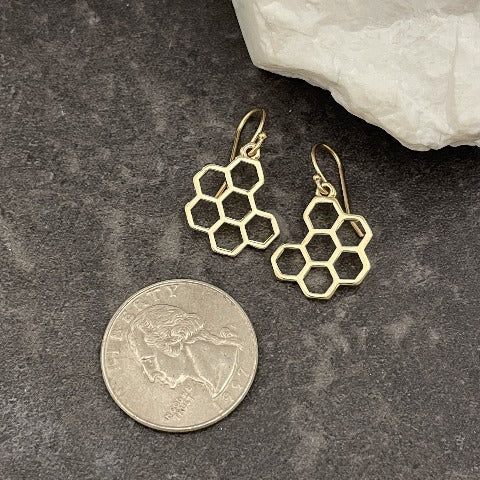 Brass Honeycomb Earrings