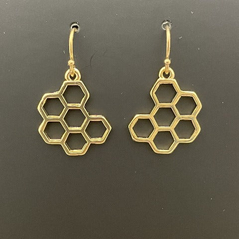 Brass Honeycomb Earrings