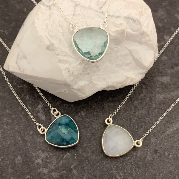 Small Triangle Bezel Crystal Necklace