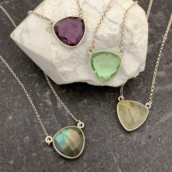 Small Triangle Bezel Crystal Necklace