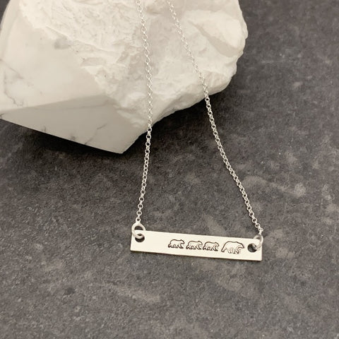 Mama Bear Bar Necklace - Sterling Silver
