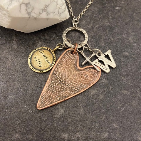 "A Family's Love", Copper Fingerprint Necklace