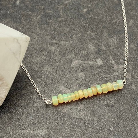 Australian Opal Crystal Bar Necklace