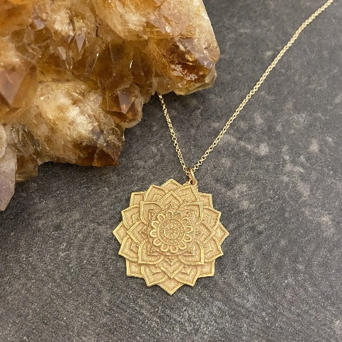 Silver or Gold Lotus Mandala Necklace
