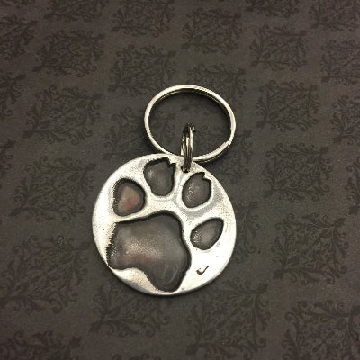 Large Round Pet Paw Print or Nose Print Keychain