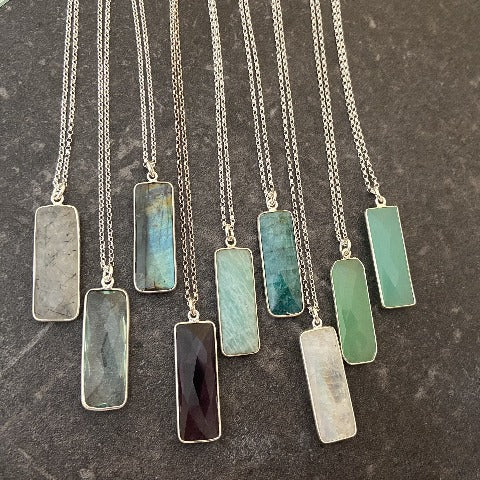 Elongated Rectangle Crystal Pendant