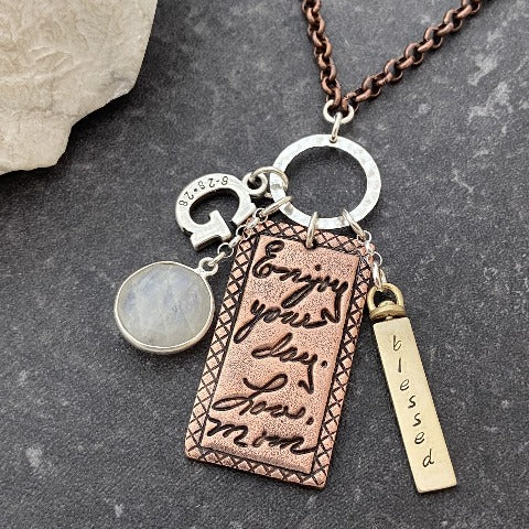 Fingerprint, Letter & Crystal Necklace