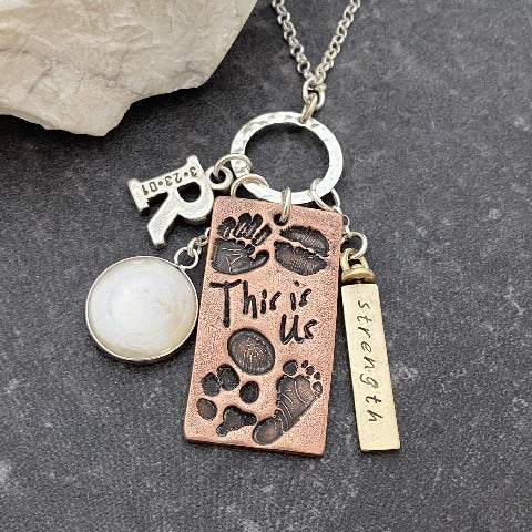 Fingerprint, Letter & Crystal Necklace