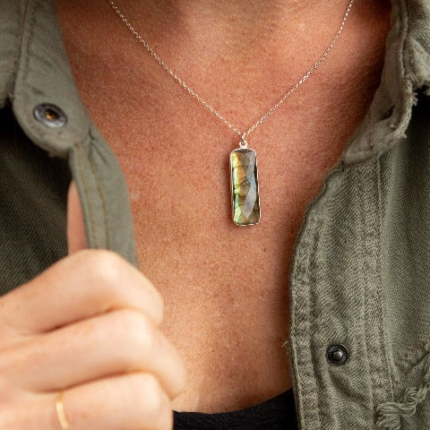 Elongated Rectangle Crystal Pendant