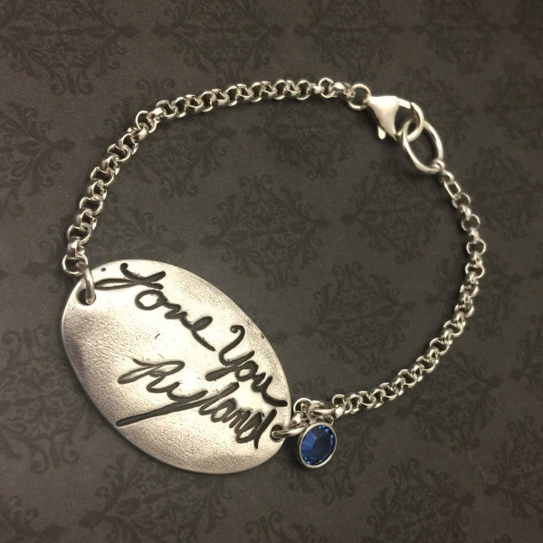 Signature Handwriting and Fingerprint Copper Chain Bracelet