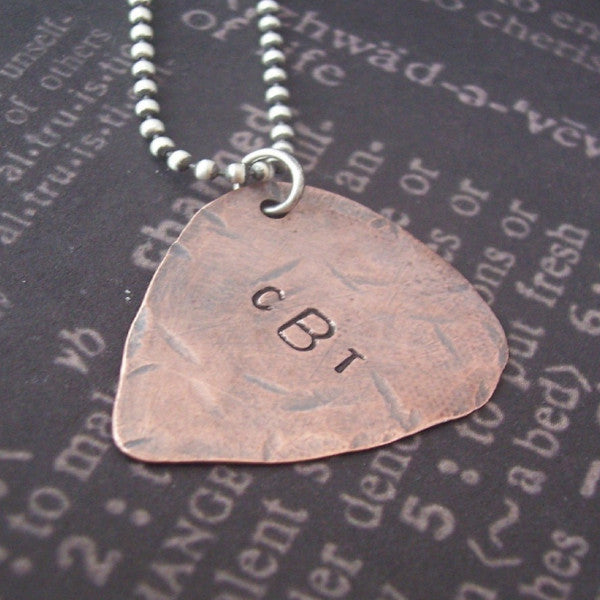 Hand Stamped Guitar Pick Necklace