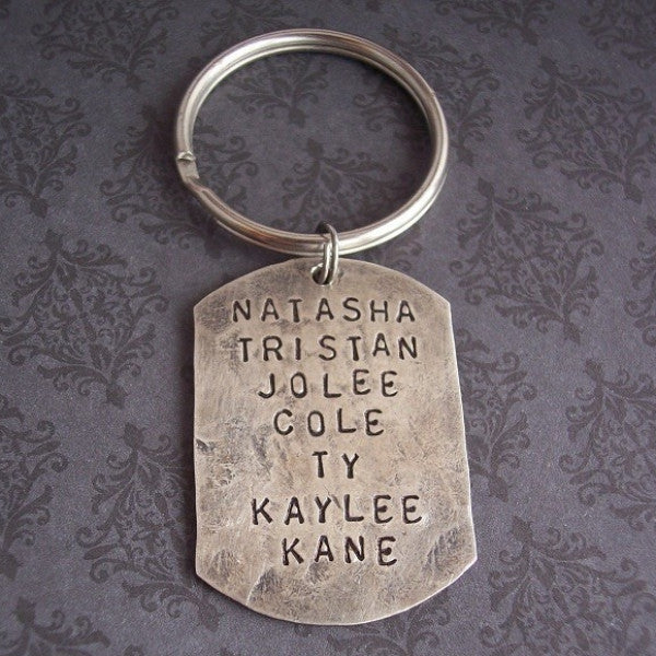 Hand Stamped Dog Tag Keychain